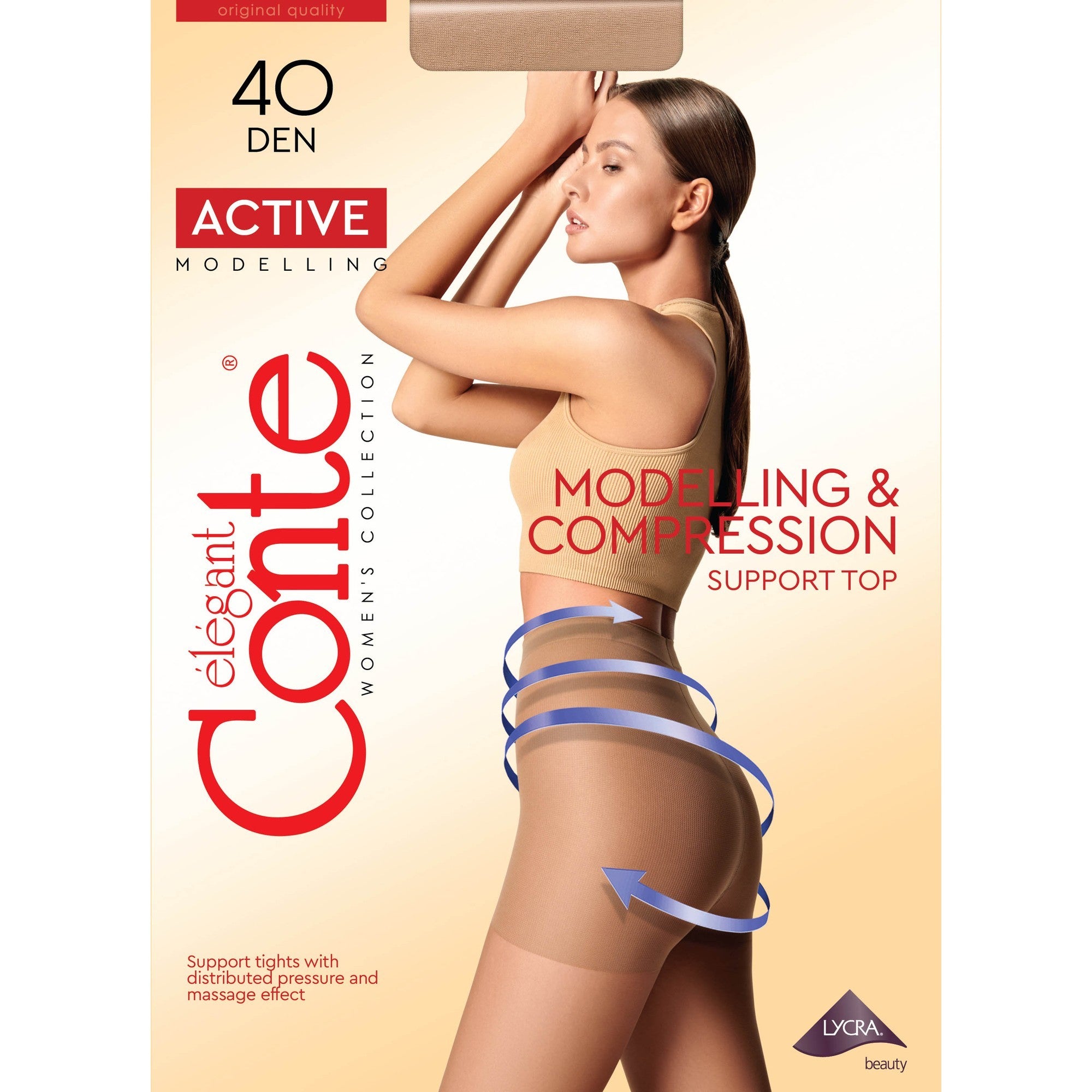 Conte Tights High Waist Compression Pantyhose with Control Top, for  Sensitive Skin Active Soft 40 Den, Brown (Mocca), Large