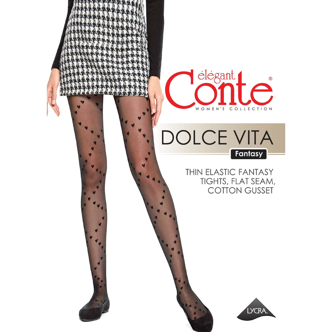 Fantasy Tights Conte Dolce Vita - Hearts With Lace-Up Imitation