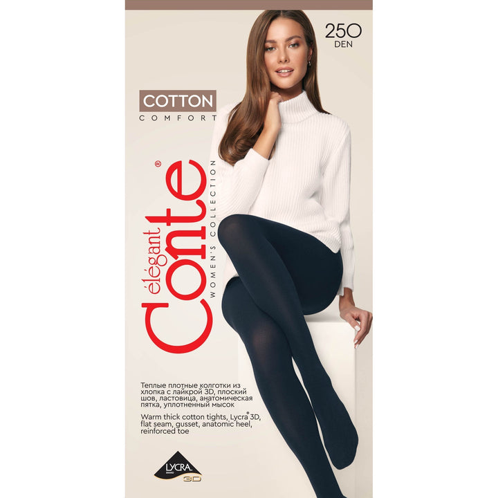 Tights Conte Cotton 250 Den - Warm Opaque